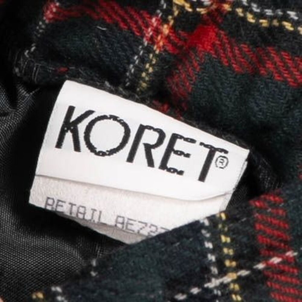 Koret VTG Plaid Tartan Pleated Pants 12 Womens Red Green Wool Blend High Waist - Picture 4 of 6